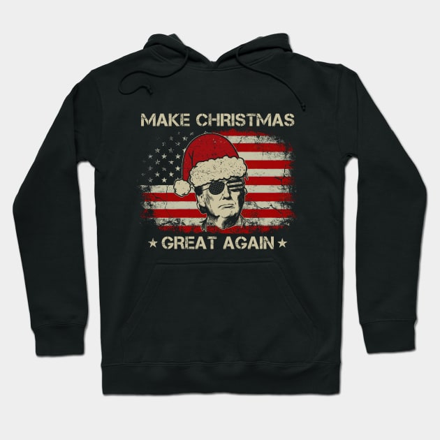 Funny Trump Make Christmas Great Again American Flag Hoodie by petemphasis